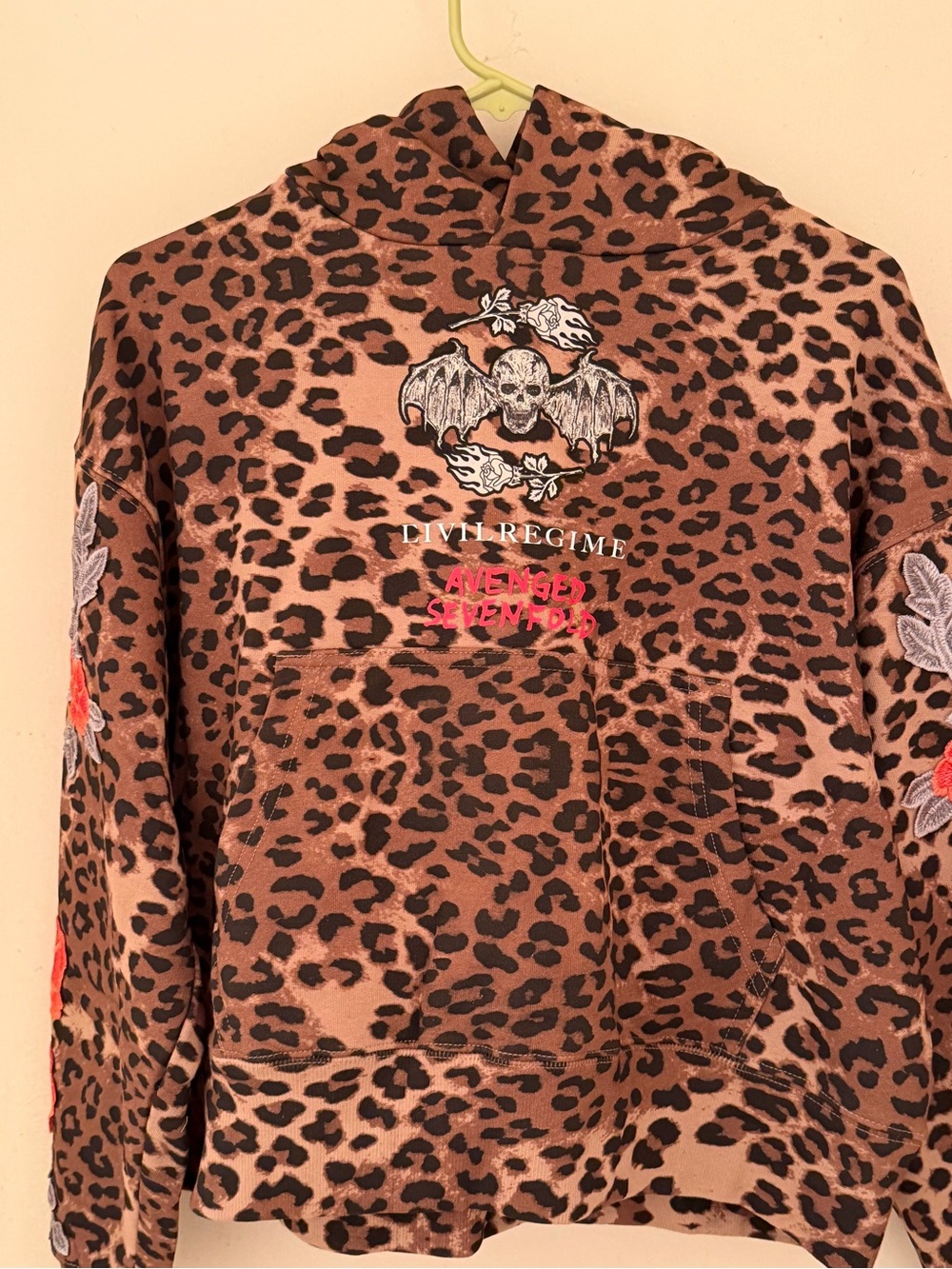 Sold Out Civil Regime Avenged Sevenfold Leopard Print & Rose Hoodie-Firm